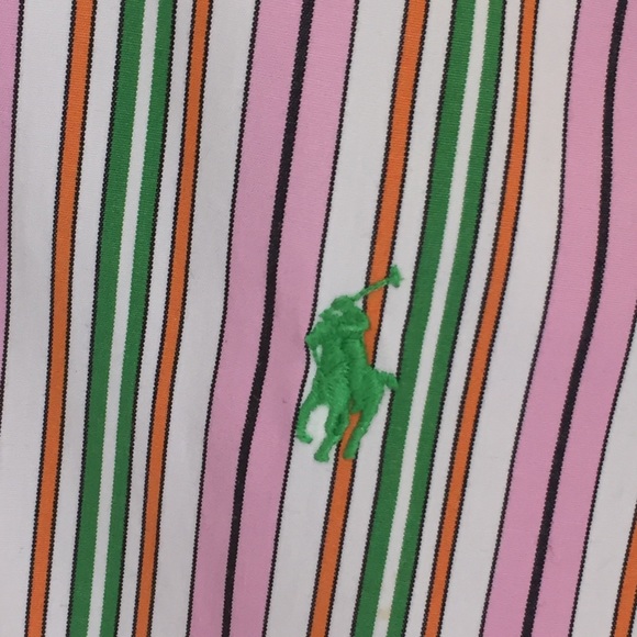 RALPH LAUREN sz 16 button up shirt pink green - Picture 3 of 15